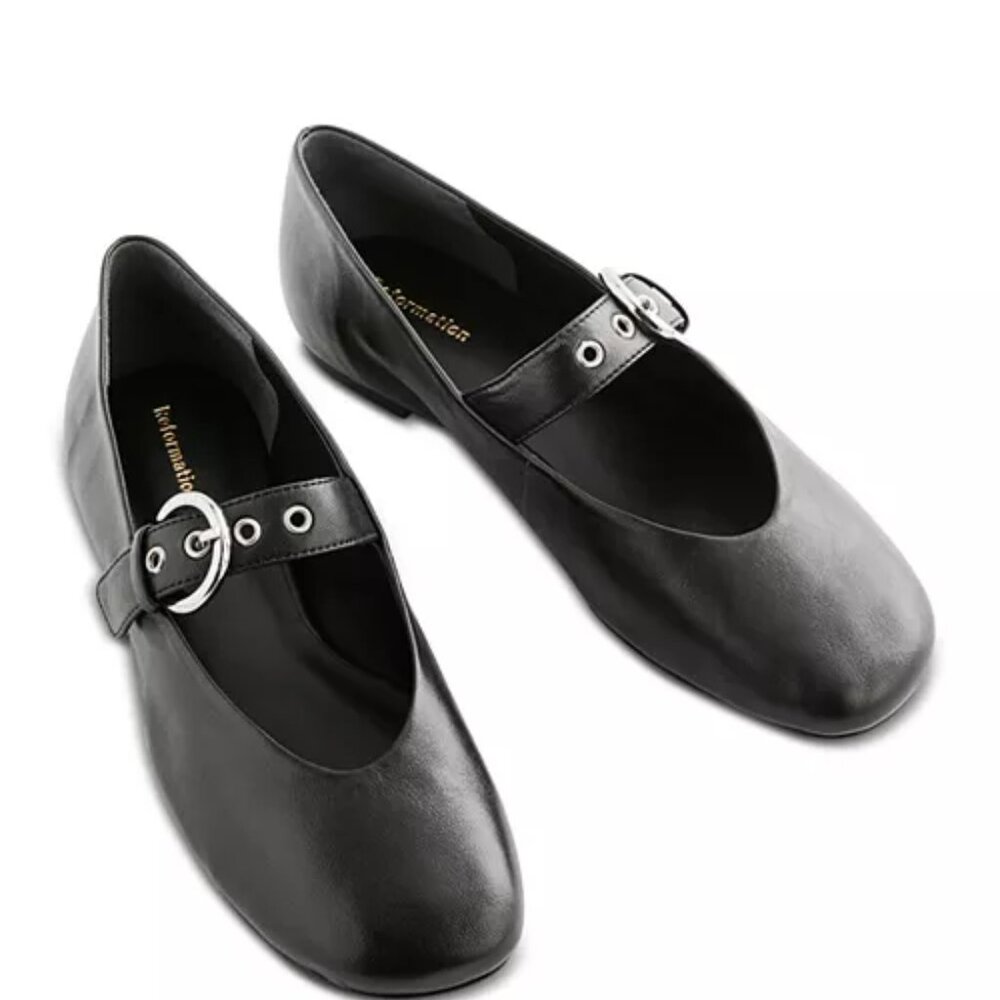 Reformation Black Bethany Ballet Flat Size 9